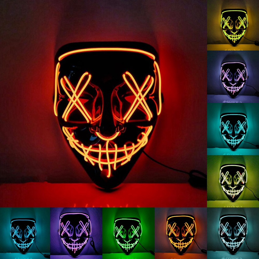 

Halloween Horror Mask Cosplay Led Mask Light up EL Wire Scary Mask Glow In Dark Masque Festival Party Masks CYZ3234