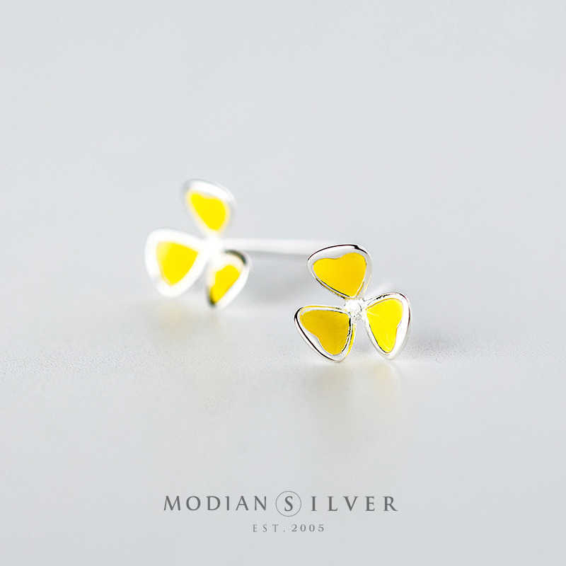 

Spring Enamel Flower Stud Earrings for Women 925 Sterling Silver Fashion Charm Jewelry Earring Girl Design 210707