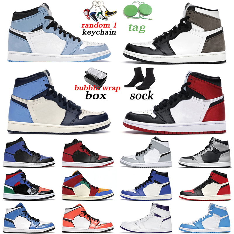 

With Original Box men women Jumpman 1 Black Toe Basketball Shoes 1s University Blue Dark Mocha Hyper Royal outdoor mens trainer, Unc