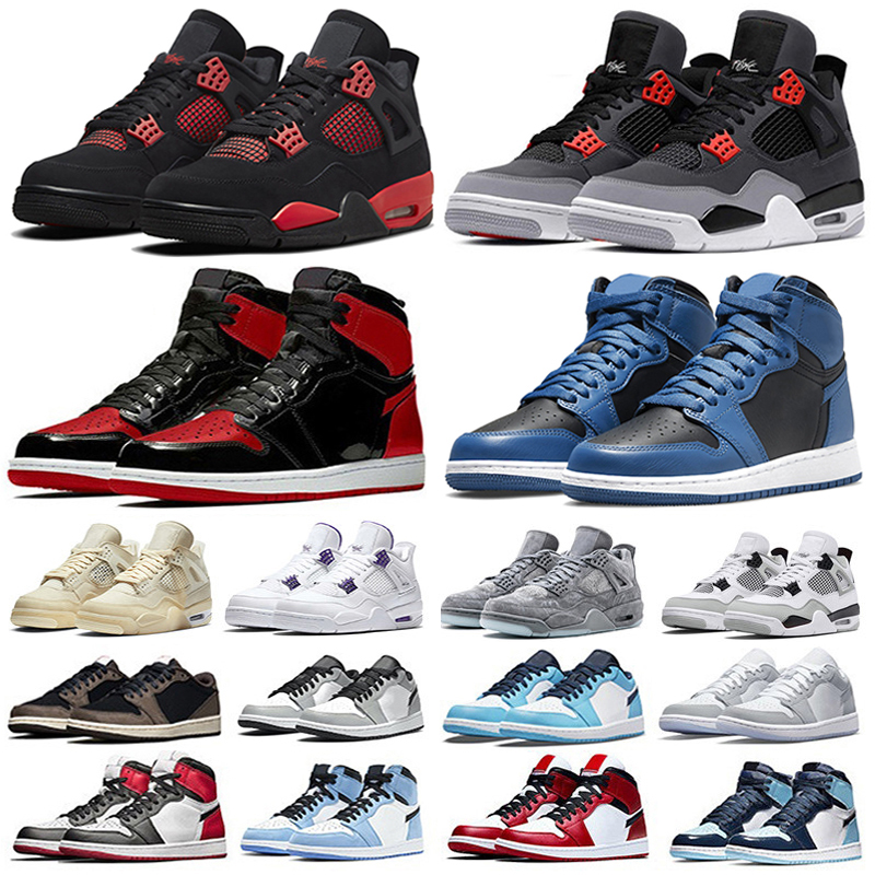 

Jumpman 4 1s OG basketball shoes 4s 1 Infrared Red Thunder Dark Marina Blue Bred Patent Black Cat UNC Dark Mocha Shadow Bubble Gum men women trainers sports sneakers, Pay for box