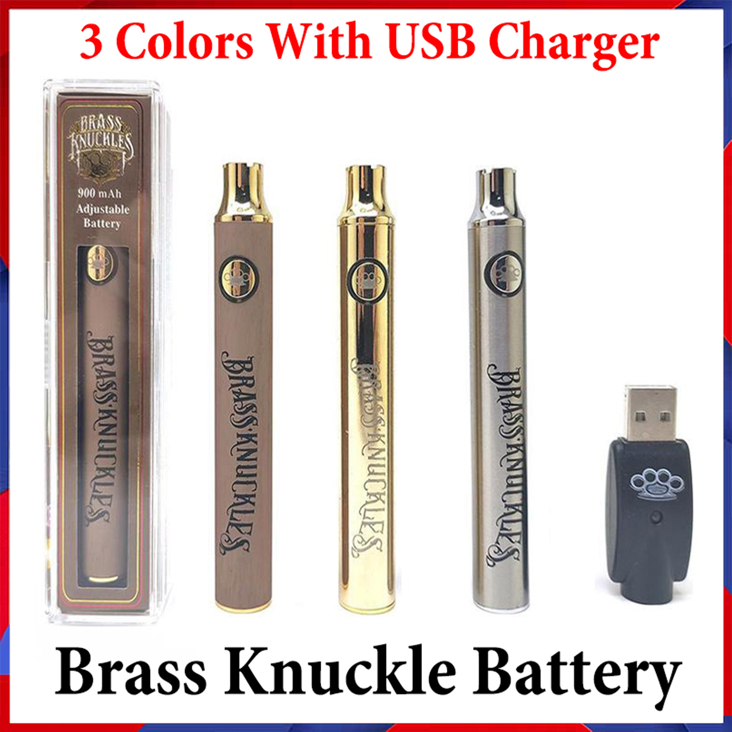 

Brass Knuckles Battery Preheating Variable Voltage 650mAh 900mAh E Cig Pen For 510 Thraed Thick Oil Cartridge