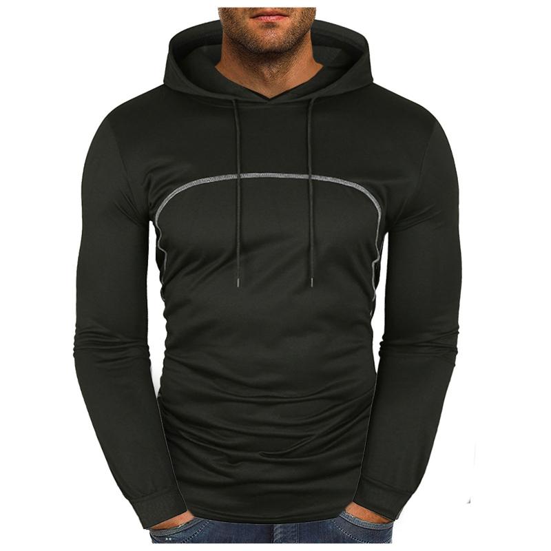 

Men' Hoodies & Sweatshirts Casual Sweatshirt Autumn Winter Thickened Cotton Stitching Contrast Hooded Fitness Sports Leisure Hoodie, Black