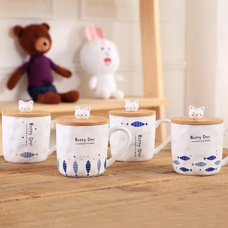 

Mugs 400ml Cute Cat Ceramic Cartoon Mug Creative Couple Cup