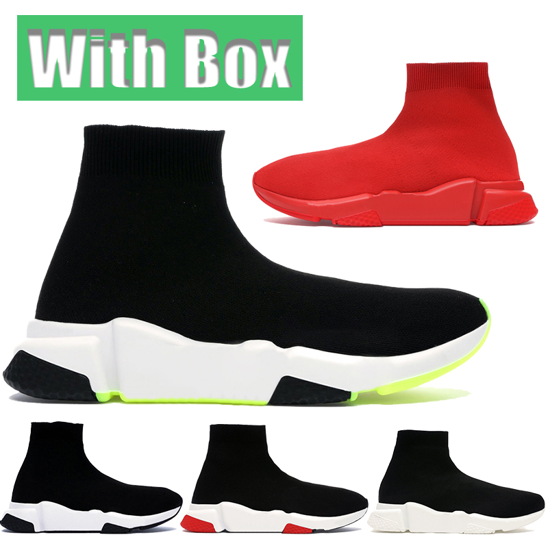 

With Box platform paris mens casual sock Shoes triple black red white green UNC fashion Men women Trainers Sneakers US 6-12, Bubble wrap packaging