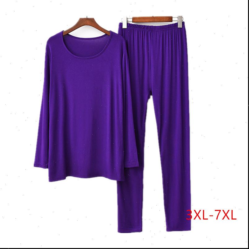 

spring fall winter pajamas womens sleepwears plus size modal cotton pijama set elastic underwear suit pyjama femme 3xl 7xl, Black;red