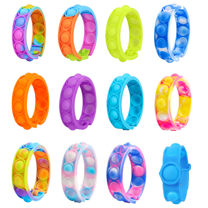 

Push Bubble Bracelet Fidget Toy Silicone Rainbow Color Decompression Wristband Antistress Sensory Press Pops Simple Dimple Kids Gift