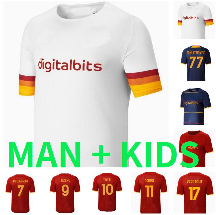 

Soccer jersey ZANIOLO ROMA DZEKO PASTORE TOTTI KLUIVERT KOLAROV 21 22 football shirt 2021 2022 Men + Kids kit uniforms maillot PELLEGRINI FL, Black;yellow