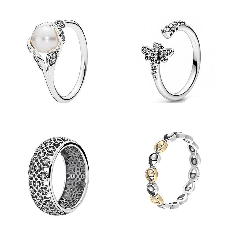

Cluster Rings Kakany 2021 High-quality Complex Original Mesh Ring Luminous Leaf With Pearl And Transparent Cz Woman Jewelry