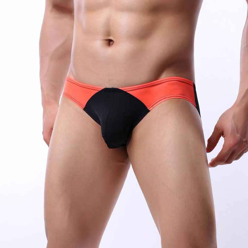 

Sexy Men Plus Size U Convex Pouch Briefs G-string Patchwork Ice Silk Breathable Thongs Sexy Low Rise Underwear Gay Wear F7, Black;white