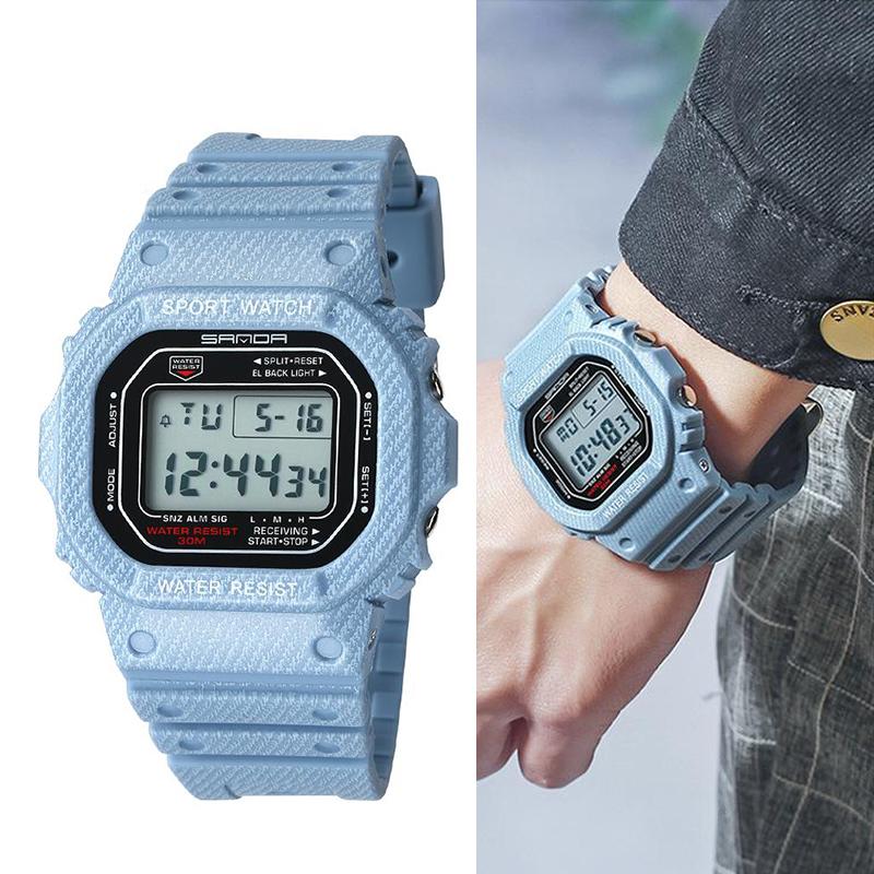 

Wristwatches Sanda Luxury Mens Digital LED Watch Date Sport Men Outdoor Electronic Sports Relogio Male Life Waterproof Wrist Clock, White women