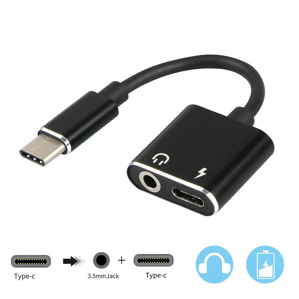 

2 In 1 Type C USB Adapter To 3.5mm Headphone Jack Supports Audio and Charging for Xiaomi/Huawei