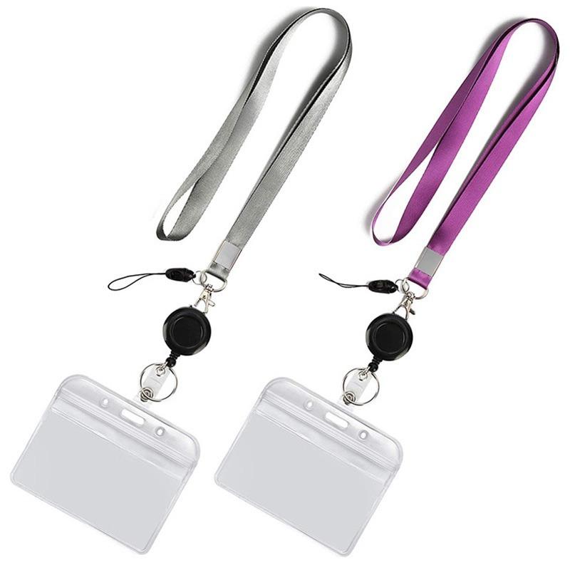 

Card Holders 1pc Transparent Staff Work Cover With Lanyard Neck Strap For Employees Workers Keys ID Holder Cellphone Rope, Purple
