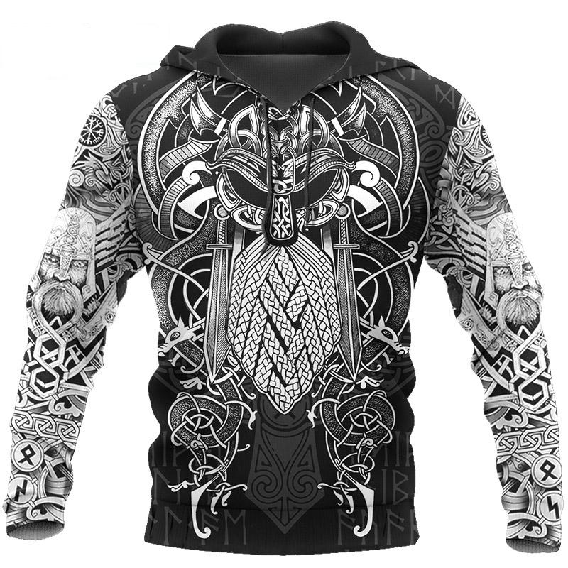 

Viking Munin Tattoo All-Over 3D Printed Hoodie Harajuku Cool Hoodies Hooded Pullover Casual Jacket Men's & Sweatshirts, D-1417
