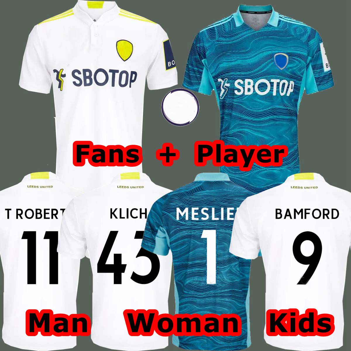 

21 22 LEEDS soccer jersey 2021 2022 UNITED home football shirt PHILLIPS FIRPO JUNIOR BAMFORD RAPHINHA DIEGO LLORENTE RODRIGO men kids kits uniform, 21-22 home man