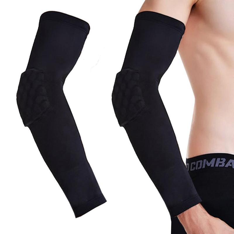 

Knee Pads Elbow & 1pc Sport Arm Guard Compression Sleeve Padded Forearm Sleeves Crashproof Basketball Shooting Support, White