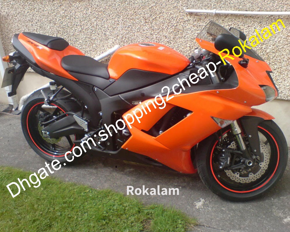 Moto personnalisée gratuite pour Kawasaki Ninja ZX6R 636 ZX-6R ZX 6R 2007 2008 07 08 Kit de carénage de corps en ABS orange (moulage par injectio
