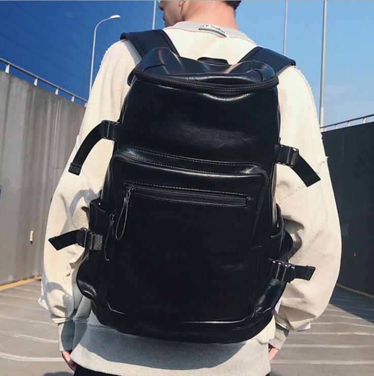 

Factory wholesale men bag upgrades PU leather leisure mens shoulder bags fashion multi-function large capacity Leathers Backpack, Upgraded version black
