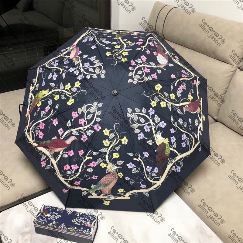 

Bird Flowers Umbrellas Hipster Automatic Folding Designer Umbrellas Top Quality Outdoor Travel Luxury Multifunction Sun Umbrellas, As pic;with box