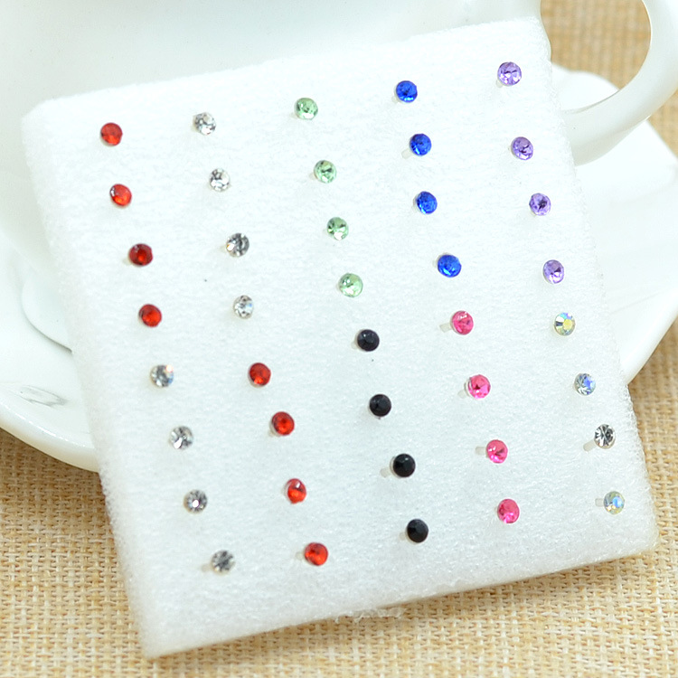 

20 pairs/boxed Rhinestone stud earrings Korean style fashion boxed earring for girl gift