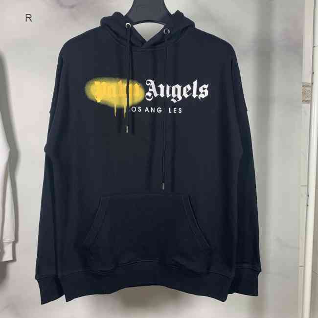 

Autumn new and palm spray winter paint letter City limited Hoodie Pullover loose couple, Black