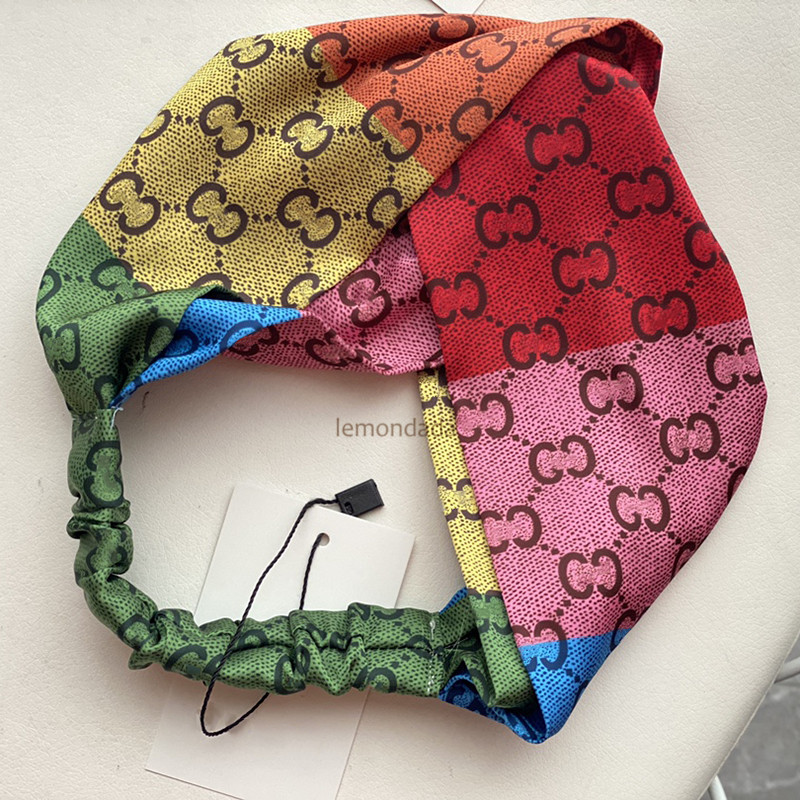 

Colorful Rainbow Hair Rubber Bands Retro Silk Hairs accessories Letter Designer Classic Thanksgiving Gifts For Women Headdress, Pink