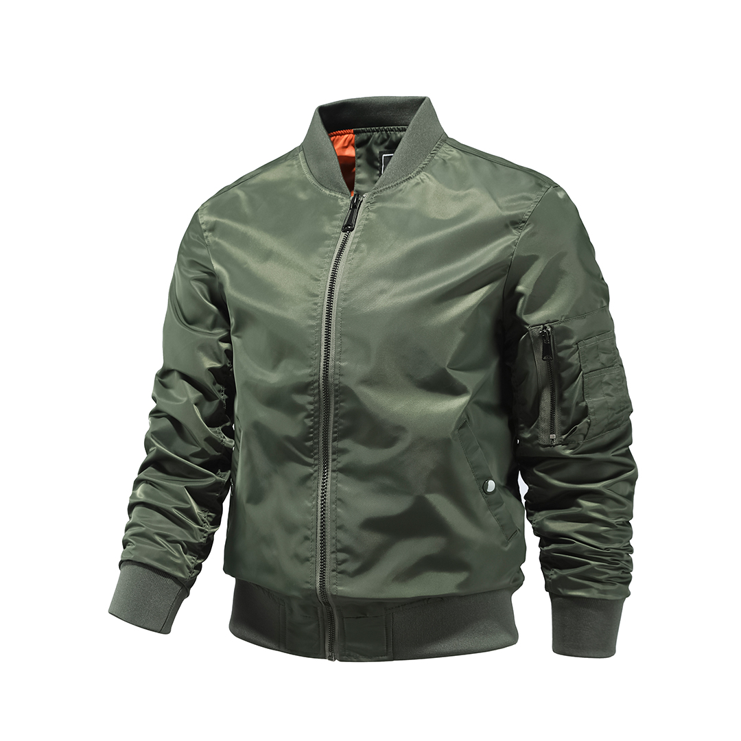 

Autumn&Spring 2021 New Men's Jackets Solid Color Pilot Jacket for Man Windproof Men Polyester Bomber O-Neck Brand Male Clothing, Gray