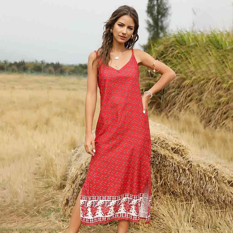 

Boho Slim V Neck Summer Bandage Backless Maxi Long Dress Women Casual Spaghetti Strap Party Beach Holiday Elegant Tunic 210603, Pink