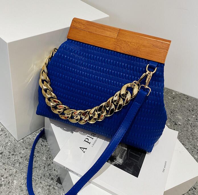 

Factory wholesale elegant atmosphere solid color leather jiaozi bag winter fashion wooden handbag simple Joker Candy-colored leather handbags 9 colors, Brown(boutique box)