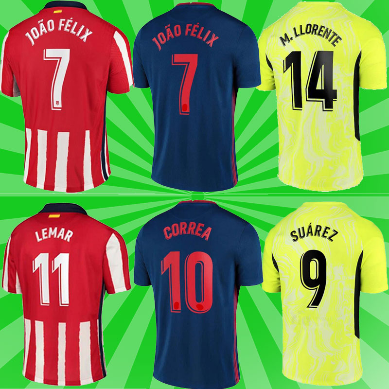 

thailand 21/22 JOÃO FÃLIX Atletico Soccer Jerseys de Madrid 2021 Suarez CORREA KOKE DembÃ©lÃ© Carrasco M.LLORENTE Men Kids Kit football jersey, Black;yellow
