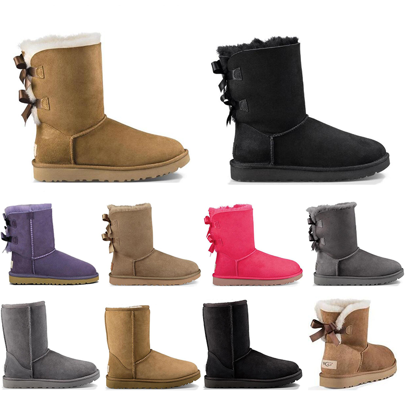 

Classics winter snow boots for women and girls red black Purple bow Chestnut brown Coffee classic mini Keep warm short booties woman casual boot shoes size eur36-41, #15 chestnut brown classic mini