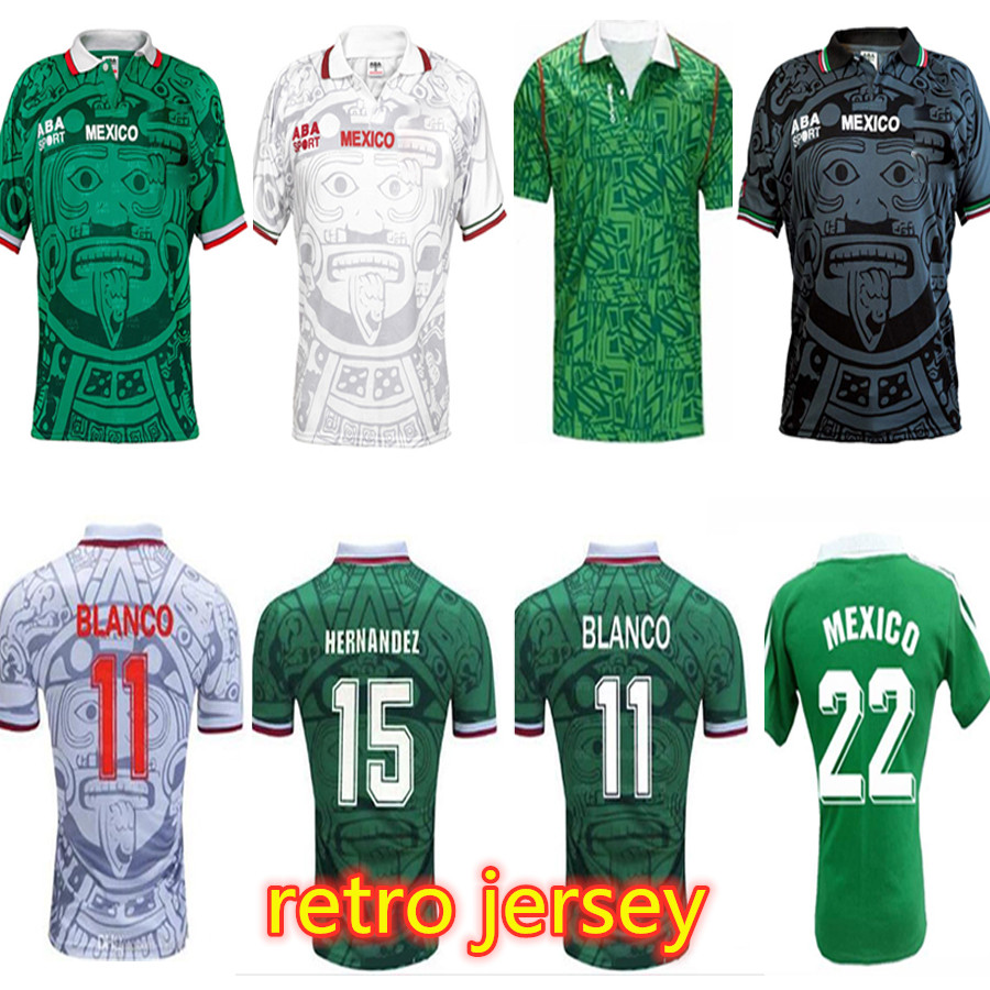 

1998 MEXICO RETRO VINTAGE BLANCO Thailand Quality soccer jerseys home uniforms Football shirt Embroidery Logo camiseta futbol, White