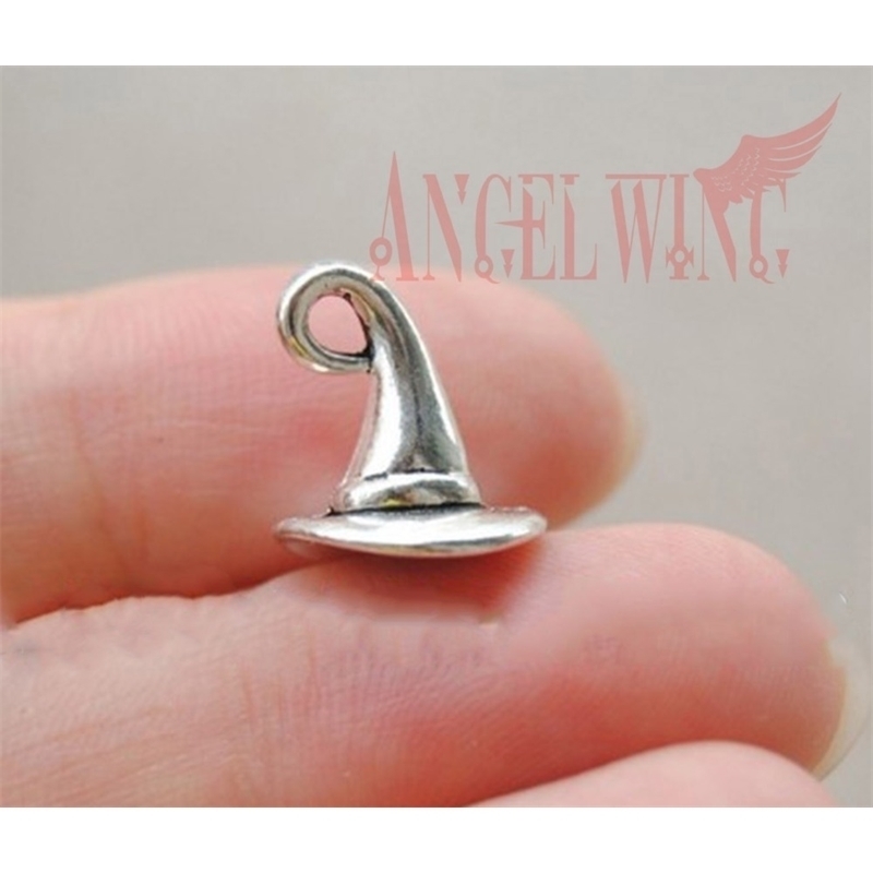 

30pcs/lot--11x15mm Pendants Antique Silver Plated Halloween Wizard 3D Witch's Hat Charms DIY Supplies Jewelry Accessories