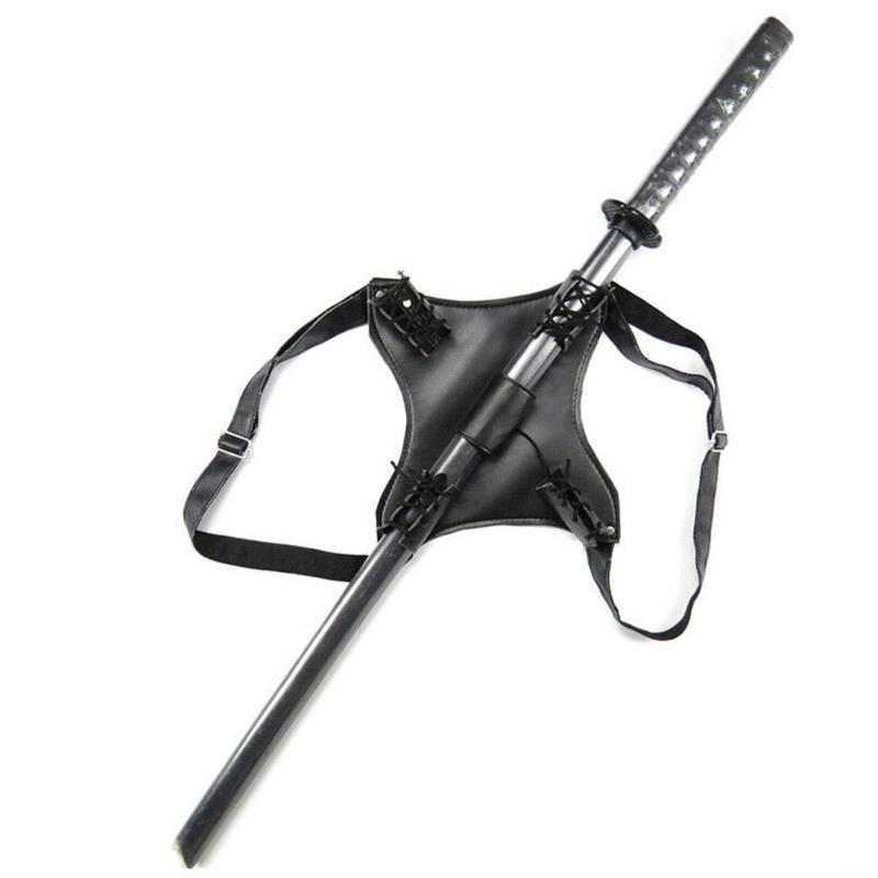 

Waist Support Harness Men's Leather Dual Sword Carrying Back Exotic / Holder Belt Scabbard Gun Halloween Holste Cosplay Cost R7F2, Black
