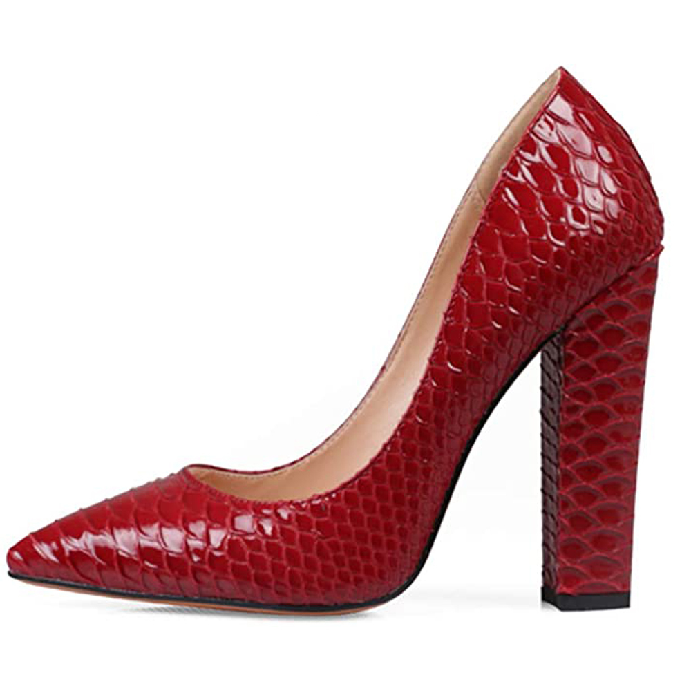 

dress shoes women's snake pointed toe block heels slip on pumps gorgeous evening party women chunky heel us 5-15 76nh, Black