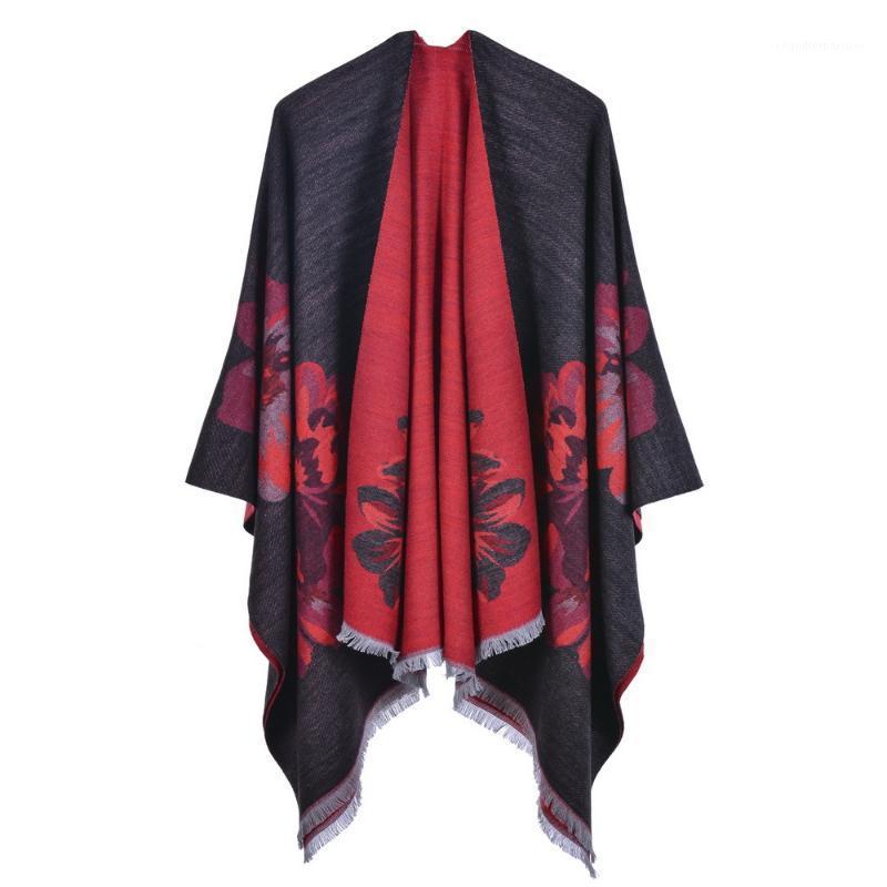 

Scarves Women's Double-Sided Jacquard Shawl Capes Outdoor Warm Ponchos Girls Ski Neck Warmer Wraps