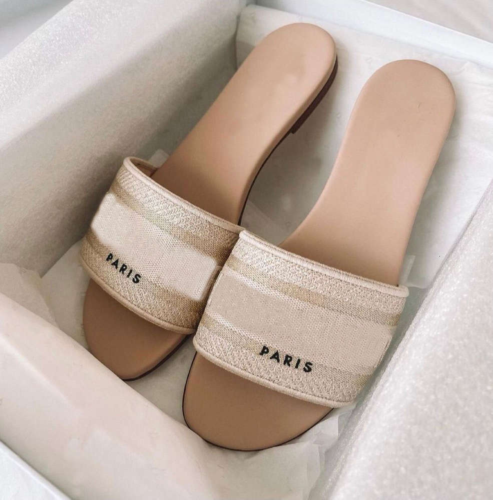 

Summer Dway Slide Ladies Sandals Flats Embroidered Women's Slipper Perfect Flip Flops s Party Walking Shoes EU35-42,With Box, 15