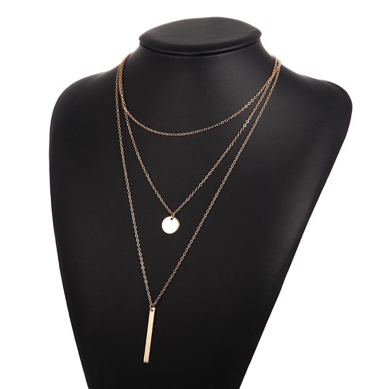 

Pendant Necklaces Bohemia Gold Long Bar Choker Necklace For Women Jewelry Double Layer Set Initial Disc Gift
