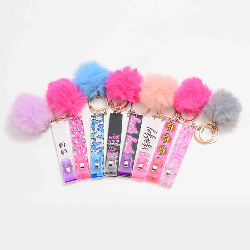 

Acrylic Card Grabber Keychain Custom Your Own Atm Plastic Clip for Long Nails