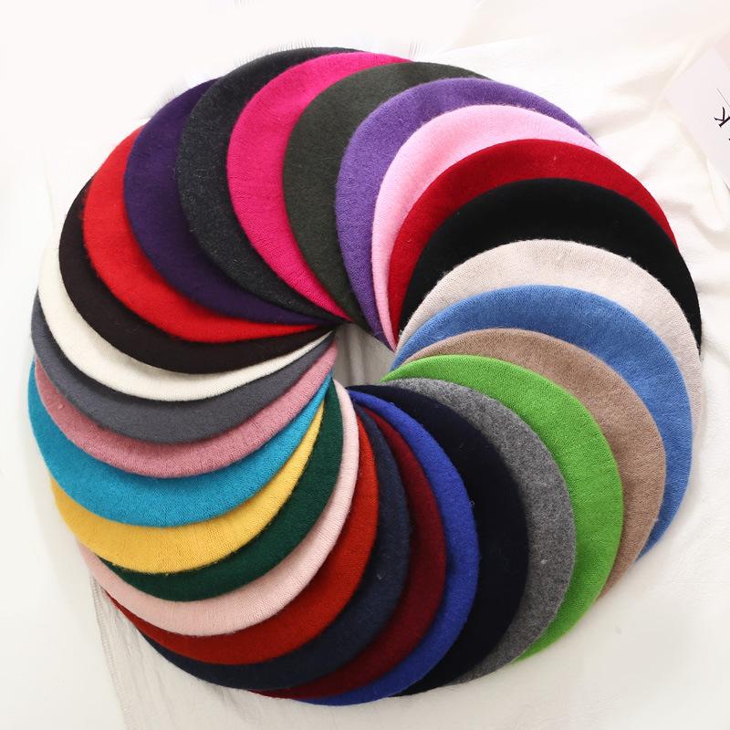

Berets Lady Autumn Winter Hat Painter Style Women Warm Wool Vintage Beanie Solid Color Caps Female Bonnet Walking Cap, White