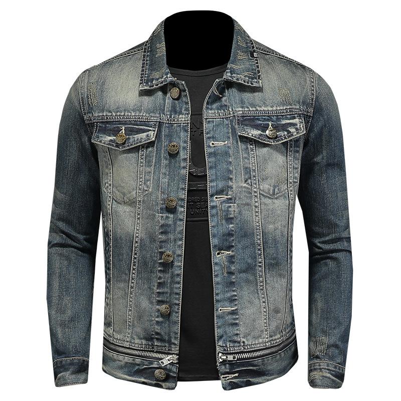 

Men's Jackets Denim Jacket Motorcycle Jeans Vintage Casual Spring Autumn Distressed Cowboy Coat High Quality, Black;brown