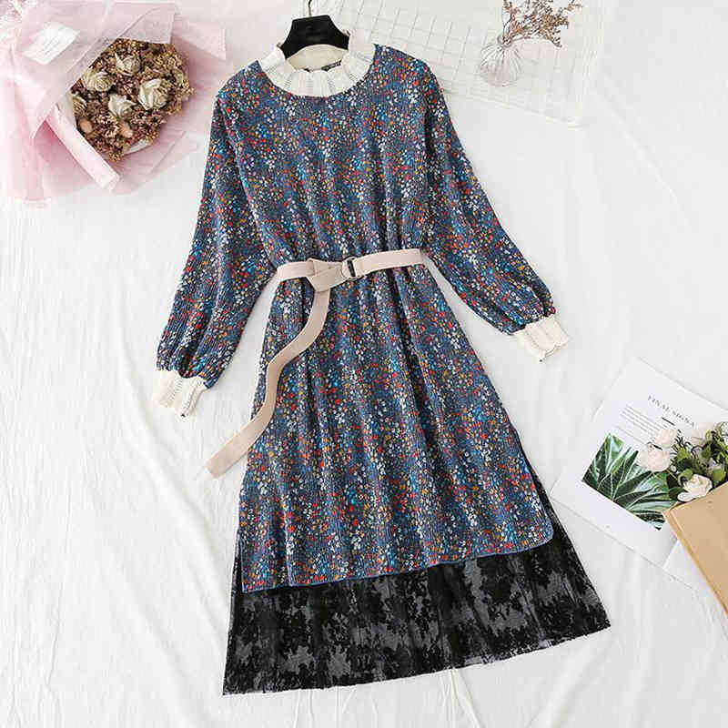 

Spring Autumn Chiffon Women Dress Vintage Floral Plus Size Dresses Casual Women Party Long Sleeve Dress Vestidos 22 Color 210521, 20