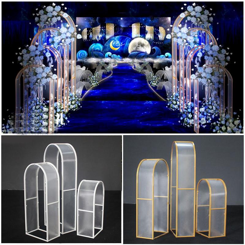 

Decorative Flowers & Wreaths Wedding Props Wrought Iron PVC Arch Backdround Arfificial Flower Stand Road Stage Decor Ornaments White Pink Go