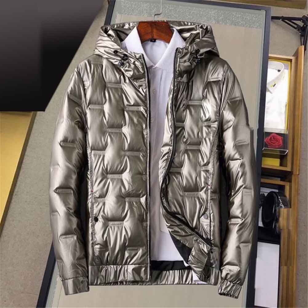 

mens clothing Embroidery Letter Fashion Down Jacket Men Warm Feather Winter Jacket down-filled Hooded Thick Coat Outwear Jacket Parka M-4XL, Black