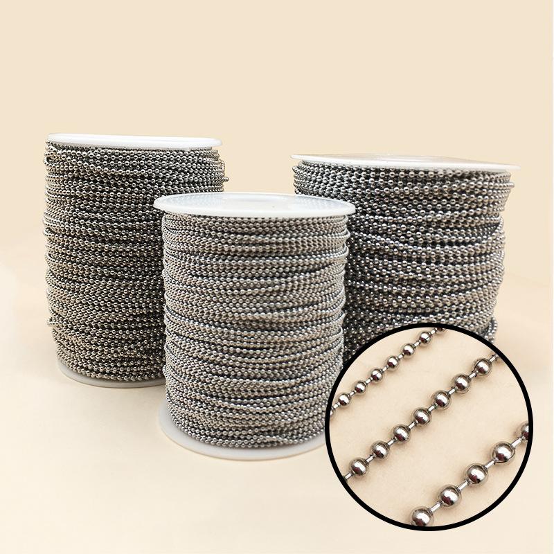 

Chains Roll 100 Meters Stainless Steel Chain Jewelry Round Bead Metal DlY Necklace Bracelet Accessory