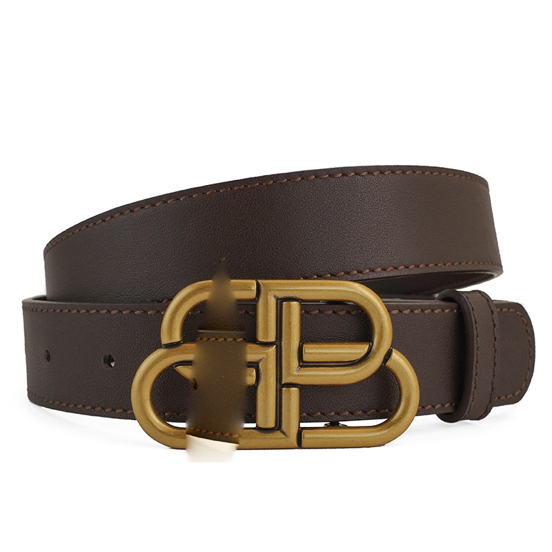 

New Bb Buckle Belt Women's Jeans Versatile Decorative 3.0cm Thin Simple b Business Leisure Fashion, Black;brown