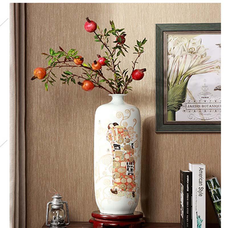 

Decorative Objects & Figurines YILUNXI Vase Decoration Living Room Hand-painted Flower Arrangement Ceramic Desktop Home Dried Handmade Klimt