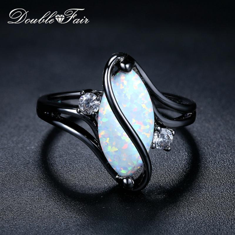 

Cluster Rings Wrap Oval Opal Ring For Women Black Gold Color Punk Style Women's Gift Vintage Jewelry Drop DWR642, Golden;silver