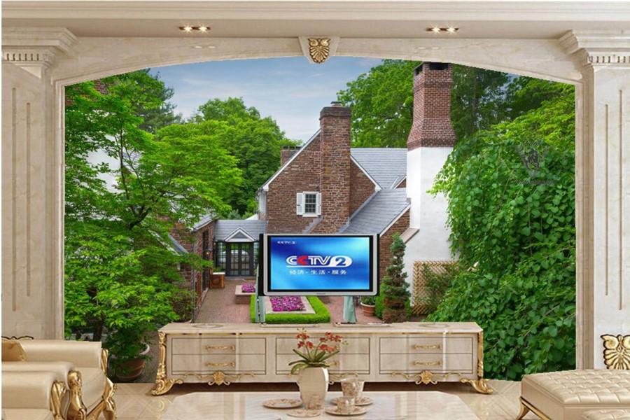 

Wallpapers Large Murals,Houses Fountains Mansion Design Trees Cities Wallpapers,living Room Sofa TV Wall Bedroom Wallpaper Papel De Parede, Non woven fabric