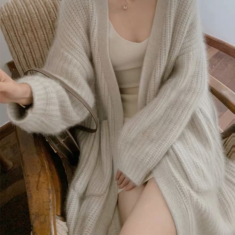 

women's sweaters lazy spring with cleavage v oversize long cashmere sweater cardigans casual thick female let loose jacket outwear 6276, White;black