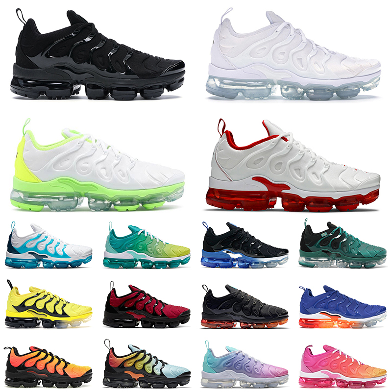 

2021 TN Plus Running Shoes men women Triple Black White Tennis Ball University Red Fresh mens trainer, White red